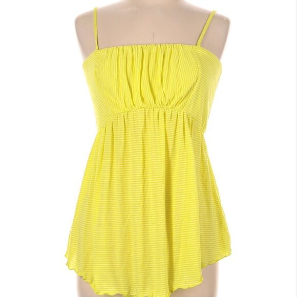 Free people, yellow and white striped summer top with thin straps, size medium - Picture 2 of 10